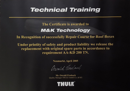 Certifikat THULE